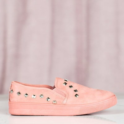 Růžové nazouváky s cvočky Poliana - Obuv