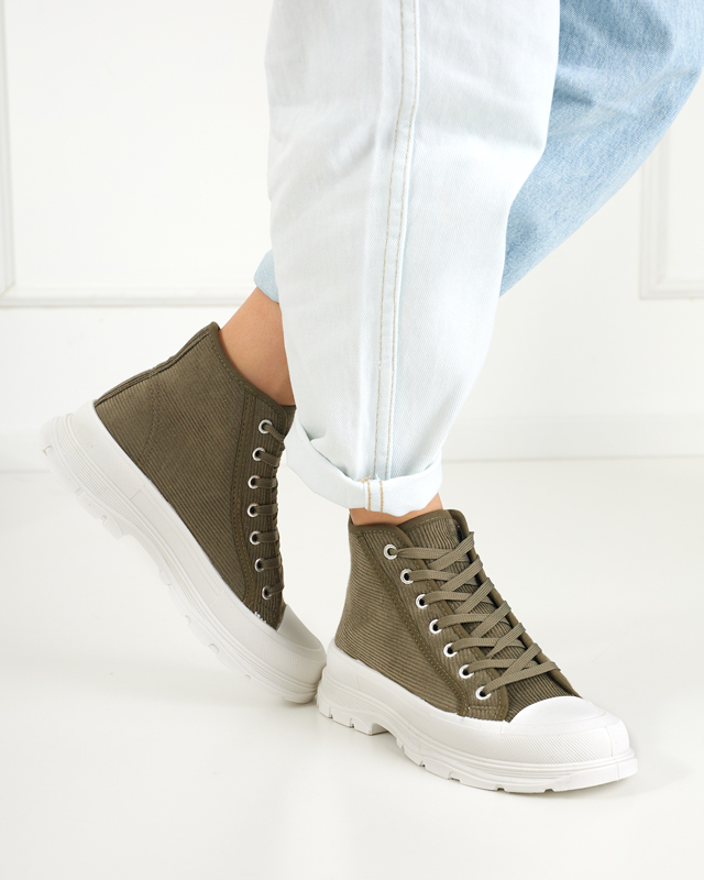 Zelené dámske vysoké rebrované tenisky Somali - Obuv