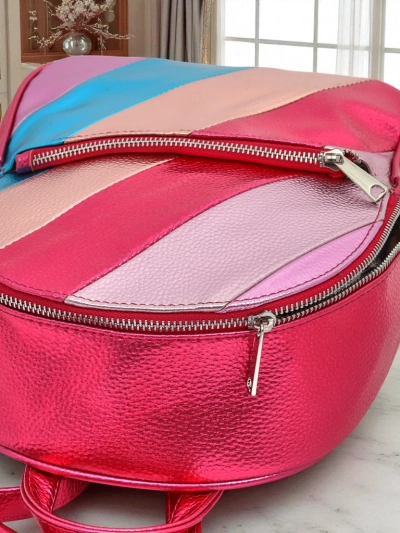 Royalfashion Dámsky batoh z ekologickej kože s metalickými pruhmi Metallic Stripes