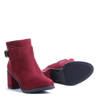 Bordowe botki na słupku Isabelle - Obuwie