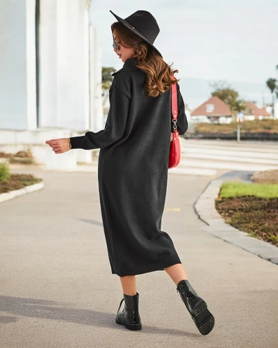 Royalfashion Dlhý sveterový šaty pre ženy