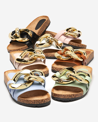Dámske béžové papuče so zdobením Fixci- Footwear