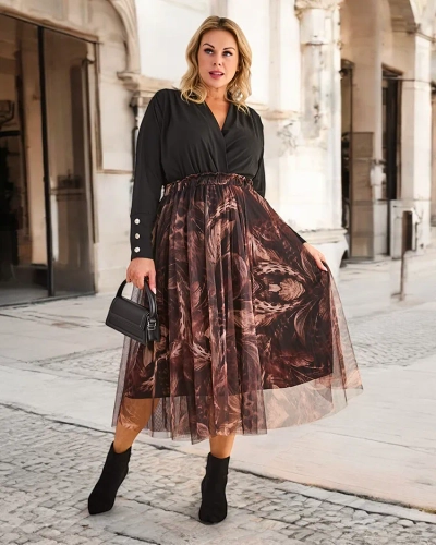 Royalfashion Dámska dvu-vrstvová midi sukňa