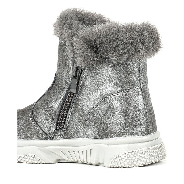 Detské šedé snehové topánky s kožušinou Nicia - Obuv