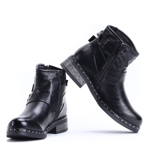 Czarne botki ze sprzączkami Tricia- Obuwie