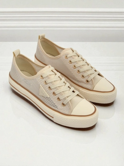 Aurelia Beige - ženske tekstilne superge z ravnim podplatom 3 cm
