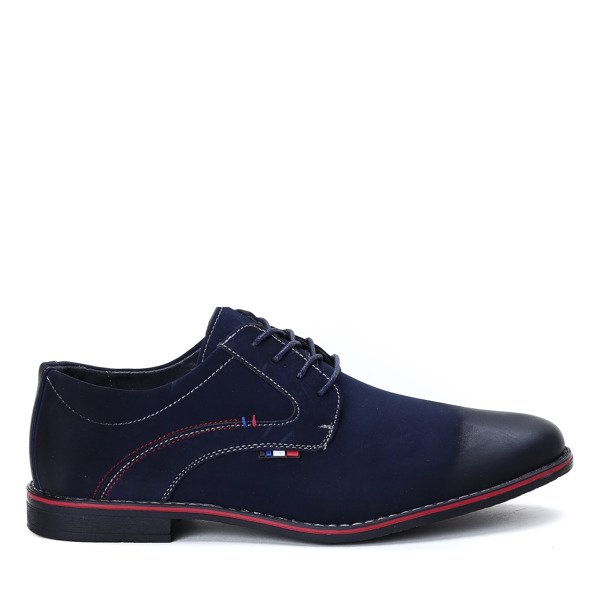 Granatowe sznurowane półbuty - Obuwie