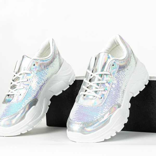 Stříbrná sportovní obuv s flitry Bling - obuv 1