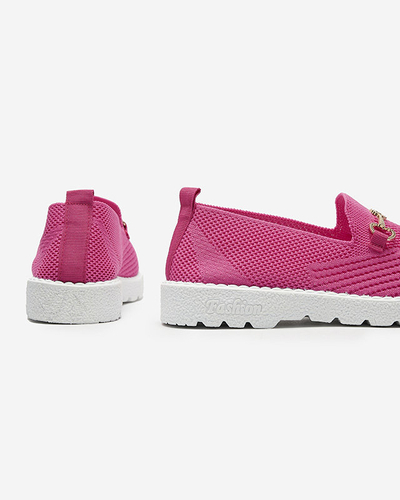 Fuchsiové dámske slip on tenisky so zlatým zdobením Enelida - Obuv