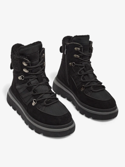 Ženski Gležnjarji Aurora Črni Usnjeni Elegantni za Jesen