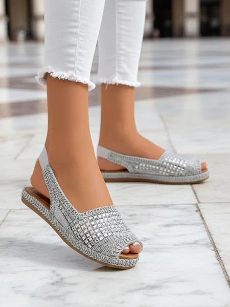 Royalfashion Ženski sandali espadrile z cirkoni Belle Sparkle