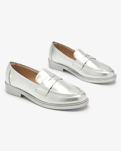 Strieborné dámske mokasíny z ekokože Zibom- Obuv