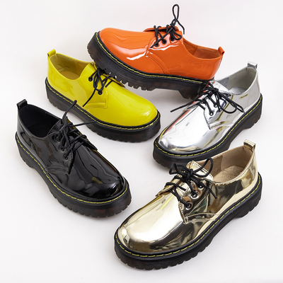 Oranžové dámske lakované šnurovacie topánky Belita - Obuv