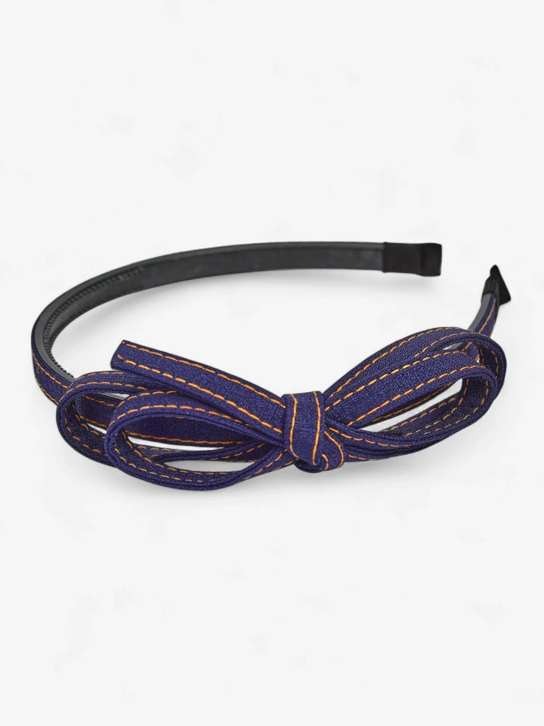 Royalfashion čelenka s mašľou v denim štýle