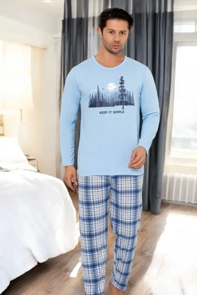 Royalfashion Pánske bavlnené kockované pyžamo