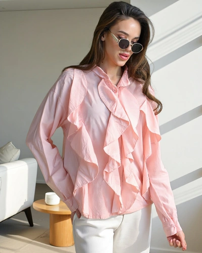 Royalfashion Bavlnená košeľa zdobená volánmi a zapínaná na gombíky