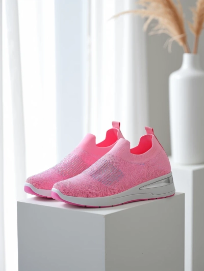 Royalfashion Slip-on dámske wedge tenisky s kryštálmi Qelavise