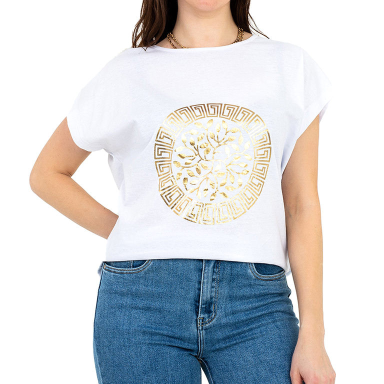 Dámske bavlnené tričko s potlačou bieleho zlata - oblečenie