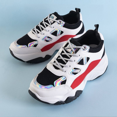 OUTLET Biele a čierne dámske športové topánky s vložkami Rebina - Obuv