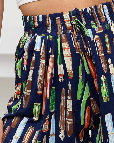 Neónovo zelené vzorované dámske šortky - Oblečenie