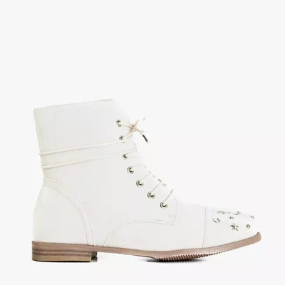 OUTLET Béžové dámske čižmy s ozdobami Matildat - Obuv