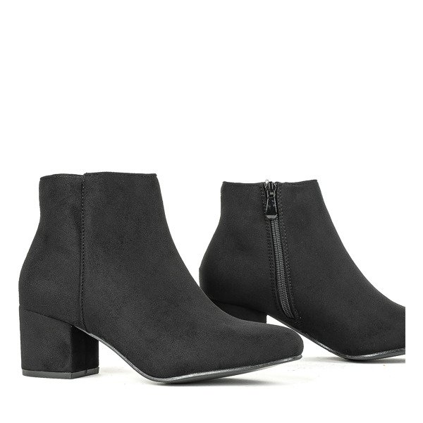 Czarne botki na słupku Mimosa - Obuwie