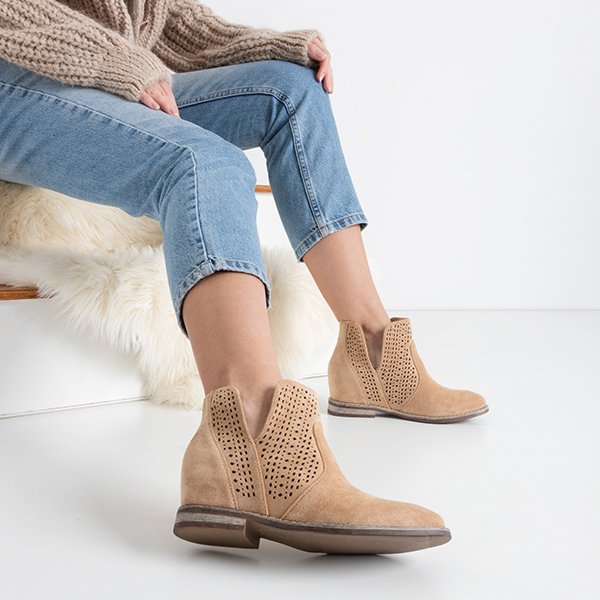 Hnedé členkové topánky a'la kovbojské topánky Besiks- Obuv