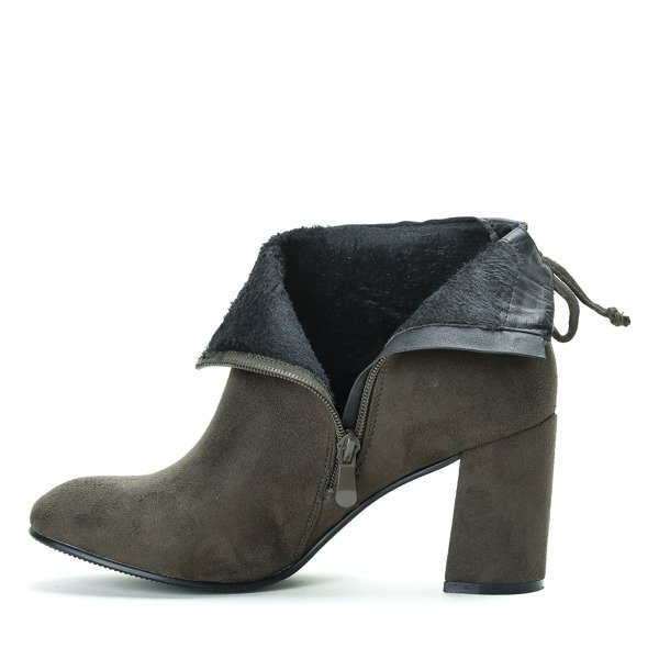 Zielone botki na słupku Only One - Obuwie