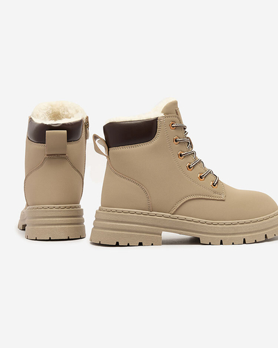 Royalfashion Šedo-hnedé dámske zateplené traperské čižmy Radoras