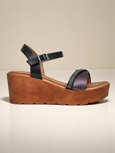 Royalfashion dámske wedge sandále s kamienkami a trblietaním Aurora Glow