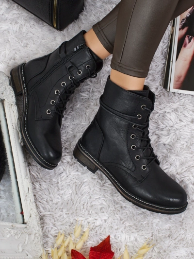 Eko usnjeni ženski gležnarji z vezalkami Ravonna