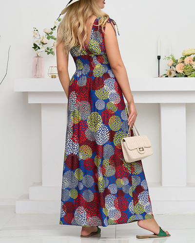 Dámske modré šaty s farebným kvetinovým vzorom - Oblečenie