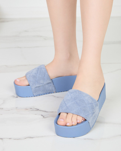 Modré dámske prešívané sandále na platforme Koriner - Obuv
