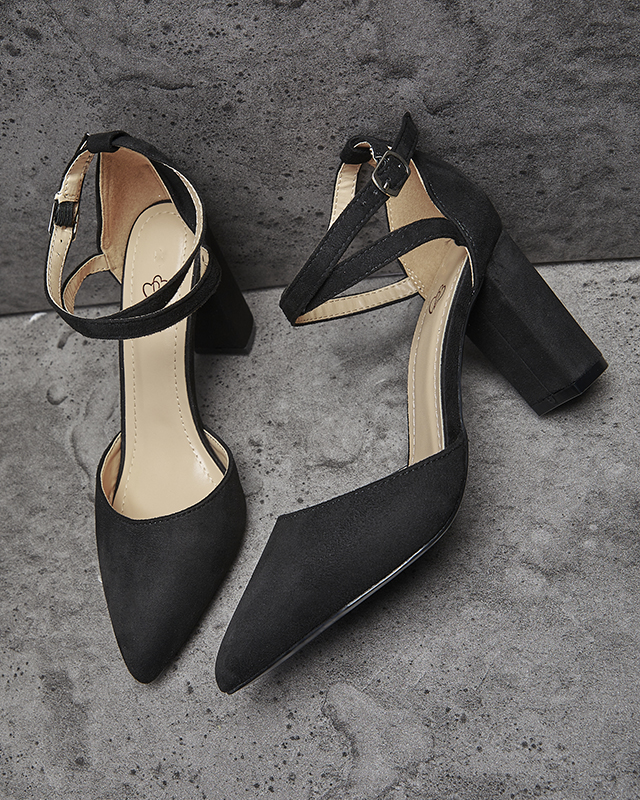 OUTLET Čierne dámske lodičky na opätku Amagy- Obuv