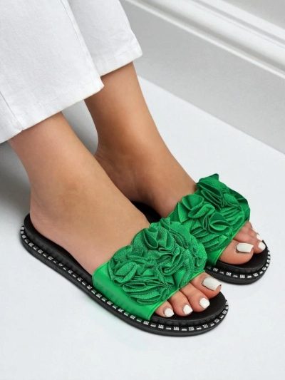 Royalfashion Dámske papuče s plochou podrážkou Flora Verde
