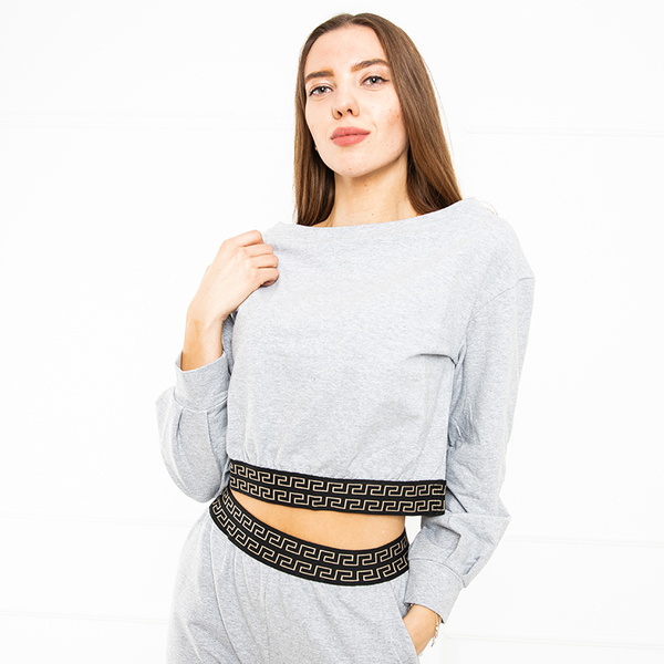 Svetlošedá dámska crop top mikina - Oblečenie