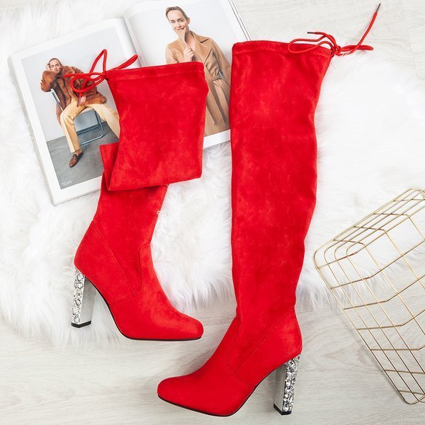 Czerwone kozaki na wyższym słupku Buenos - Obuwie