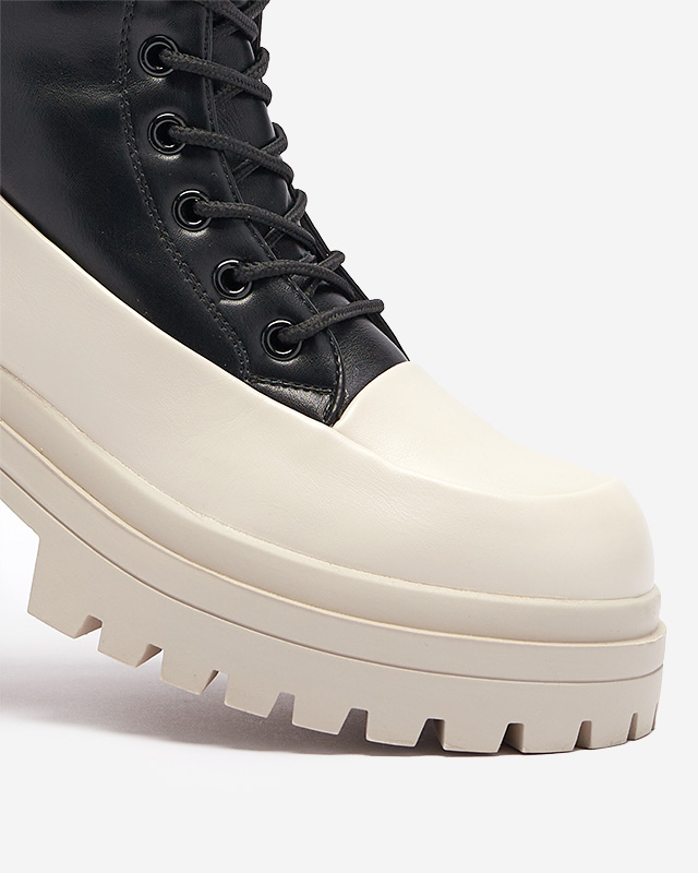 Čierno-béžové dámske vysoké čižmy Susker - Obuv