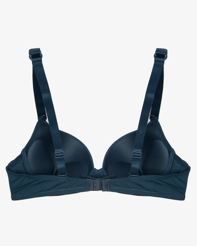 Royalfashion Hladká push-up podprsenka v námorníckej modrej farbe so zdobenými ramienkami