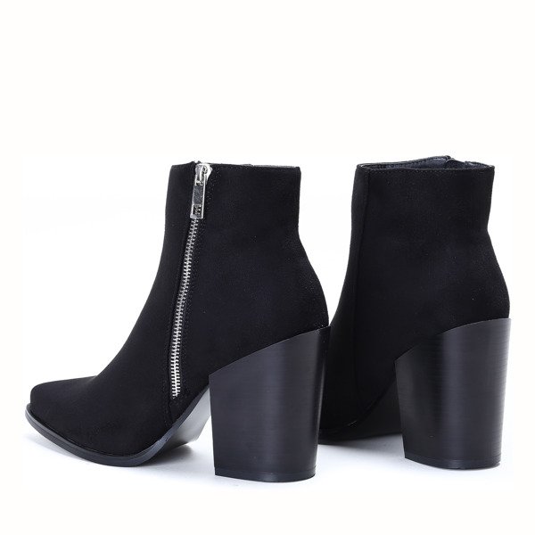 Czarne botki na słupku Charlene - Obuwie