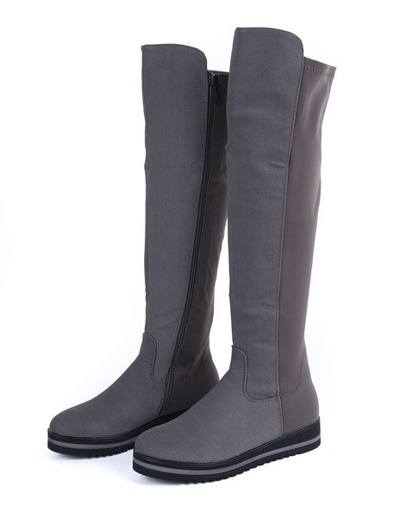 Szare kozaki na platformie Claudia - Obuwie