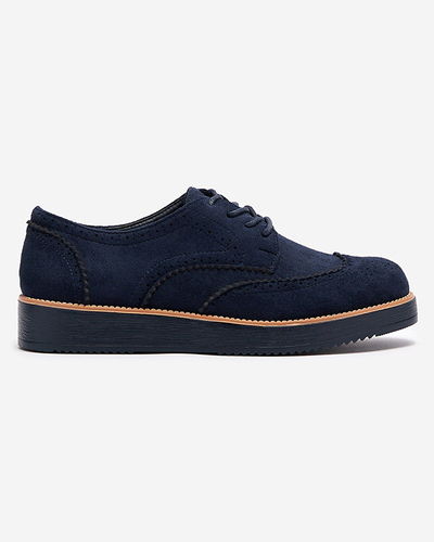 OUTLET Navy blue dámske poltopánky z eko semišu Vittoia- Obuv