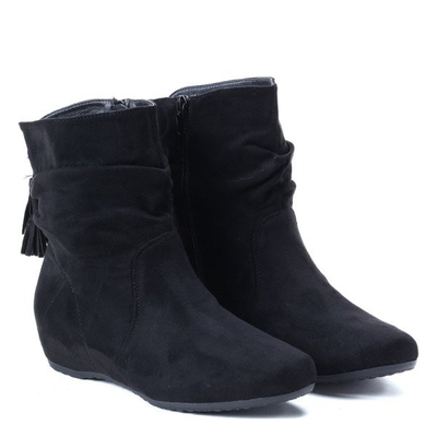 Czarne botki na krytym koturnie Juliet- Obuwie