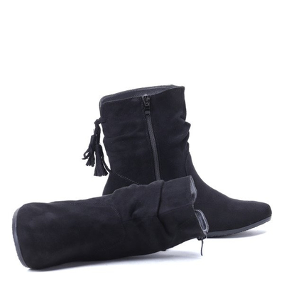 Czarne botki na krytym koturnie Juliet- Obuwie