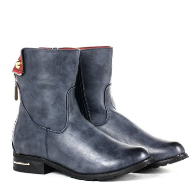 Granatowe botki workery z suwakami Daseryve - Obuwie