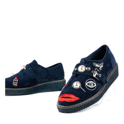 Tmavomodré topánky s dekoráciami Lagerrl - Obuv