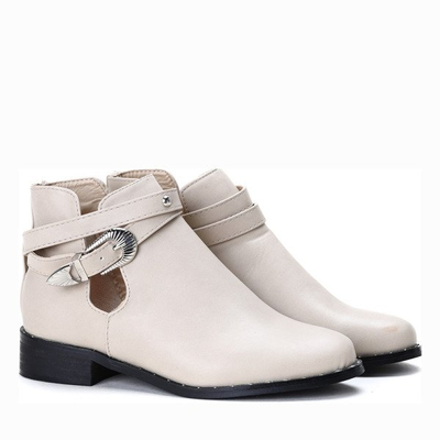 Beżowe botki z wycięciami Heather- Obuwie