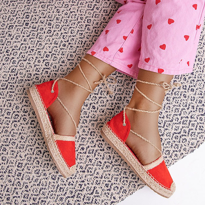 Červené dámske viazané espadrilky Afinita - topánky