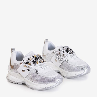 VÝPLET Biele dámske športové topánky s ozdobami Ignassy - Obuv