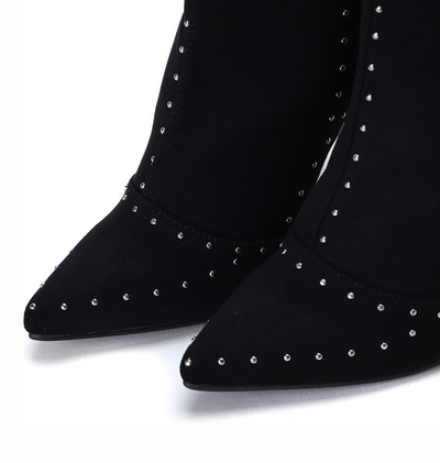 Czarne botki na szpilce Danielle - Obuwie